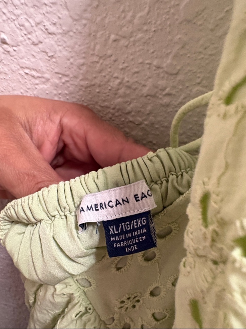 American Eagle Outfitters Light Green Eyelet Maxi Dress with Spaghetti Straps - Picture 3 of 7